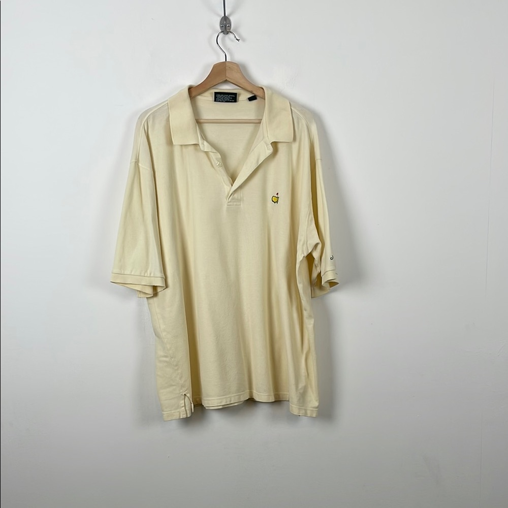 Masters Collection Polo 1/4 Button Down Yellow Cream Golf Polo Men's XL Shirt